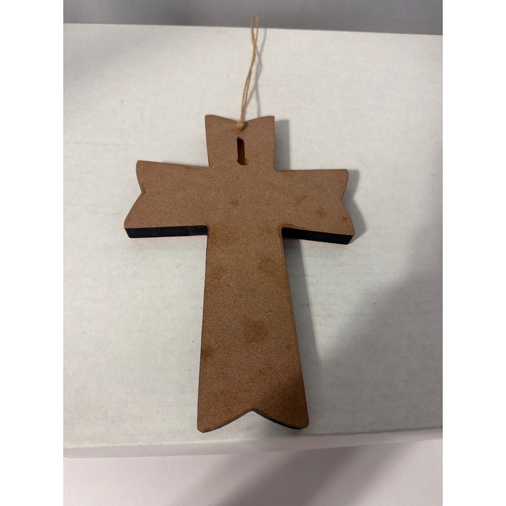 Faith Wooden Cross Wall Decor Pink Striped Floral Religious - Picture 2 of 3